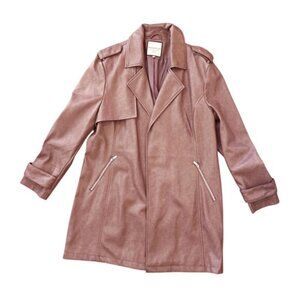 Baagatelle Open Front Faux Leather Trench Coat